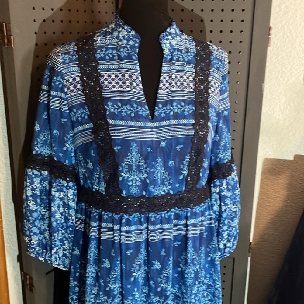 Karl Lagerfled Diffusion Line Polyester Peasant S… - image 2